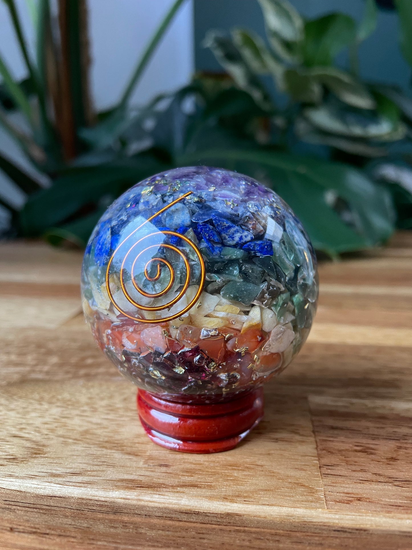 Sphère d'Orgonite - 7 chakras - Spirale