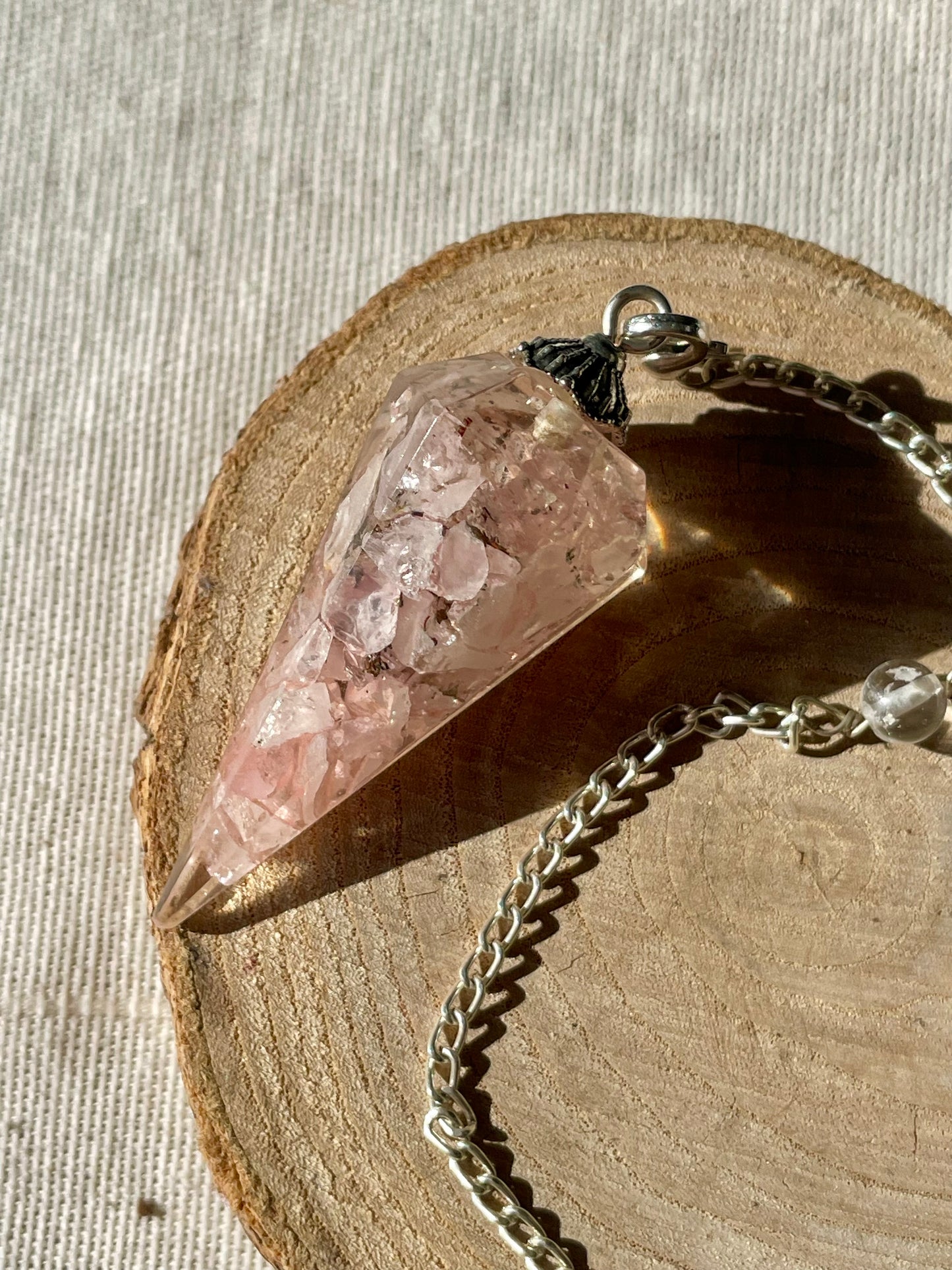 Pendule Orgonite - Quartz rose