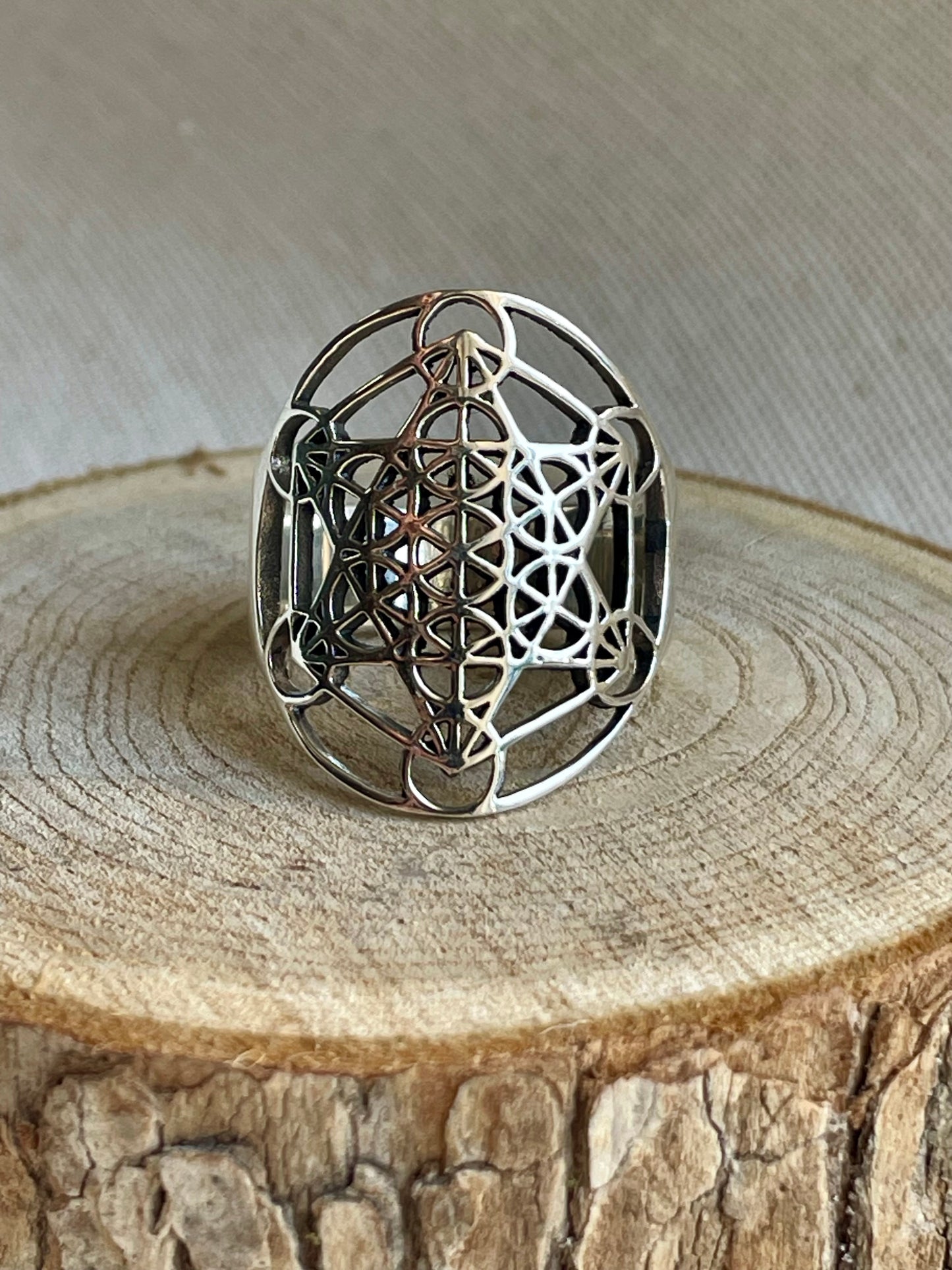 Bague en argent 925 avec le symbole de Métatron
