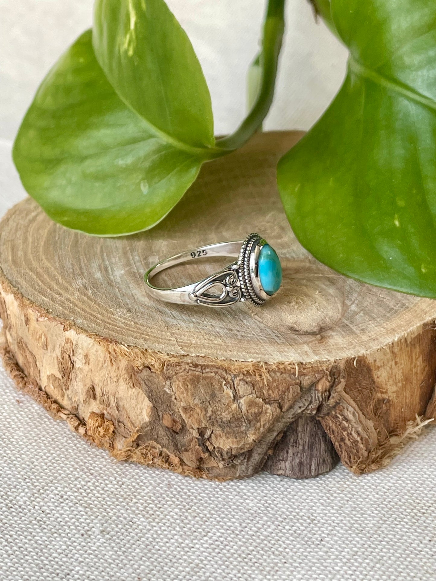 Bague Turquoise du Tibet argent 925 ovale arrière