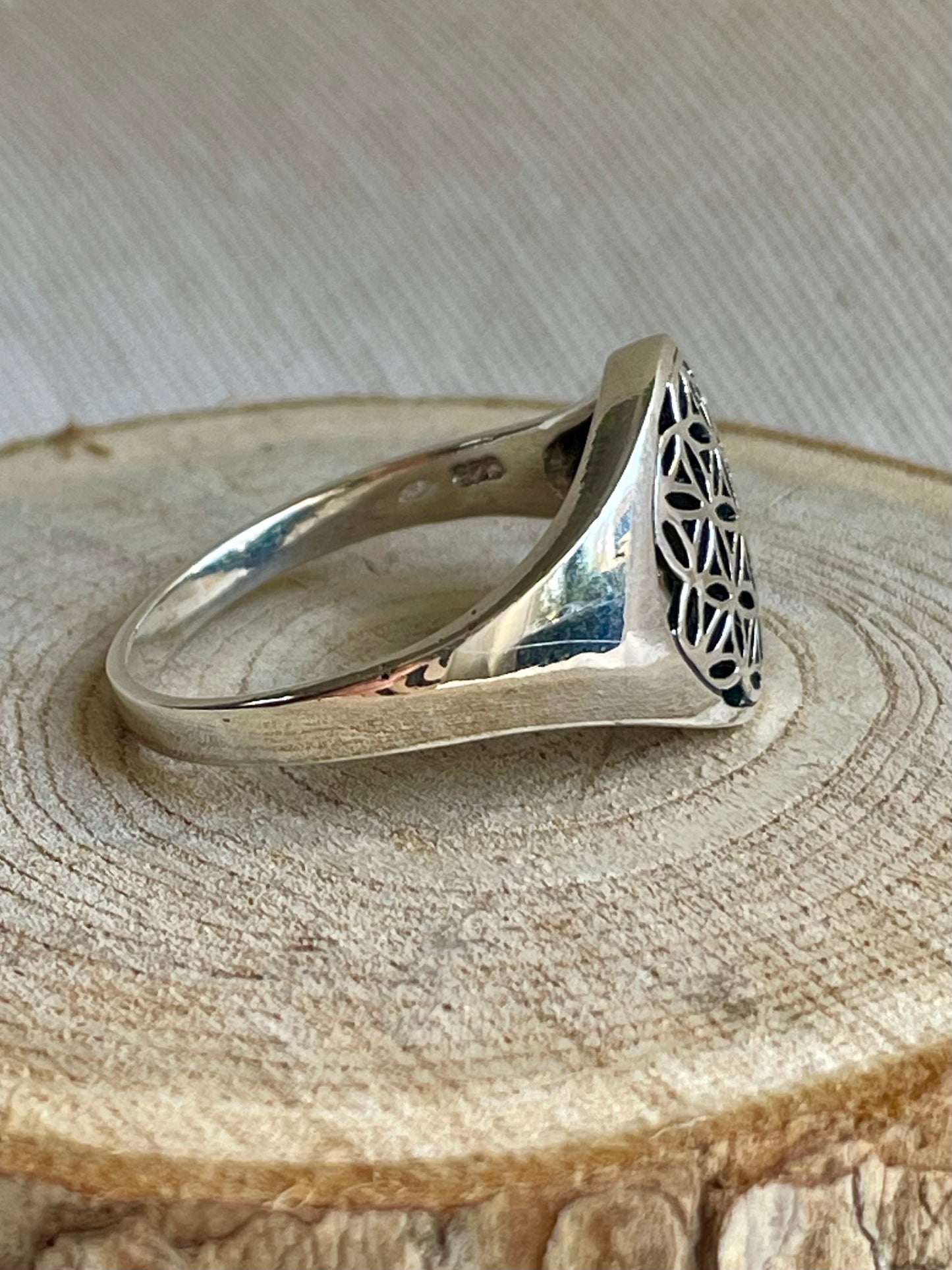 Bague en argent 925 symbole fleur de vie homme