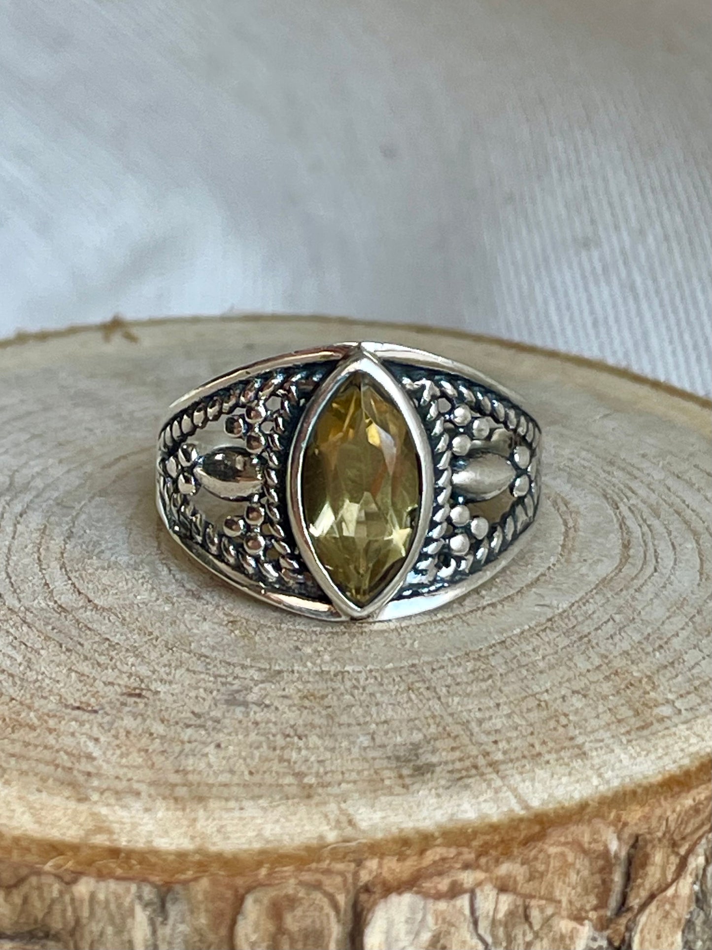 Bague en pierre naturelle de citrine en argent 925