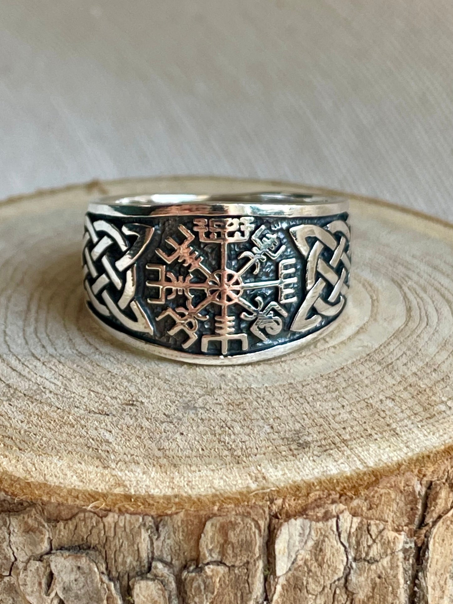 Bague homme symbole Vegvisir en argent 925