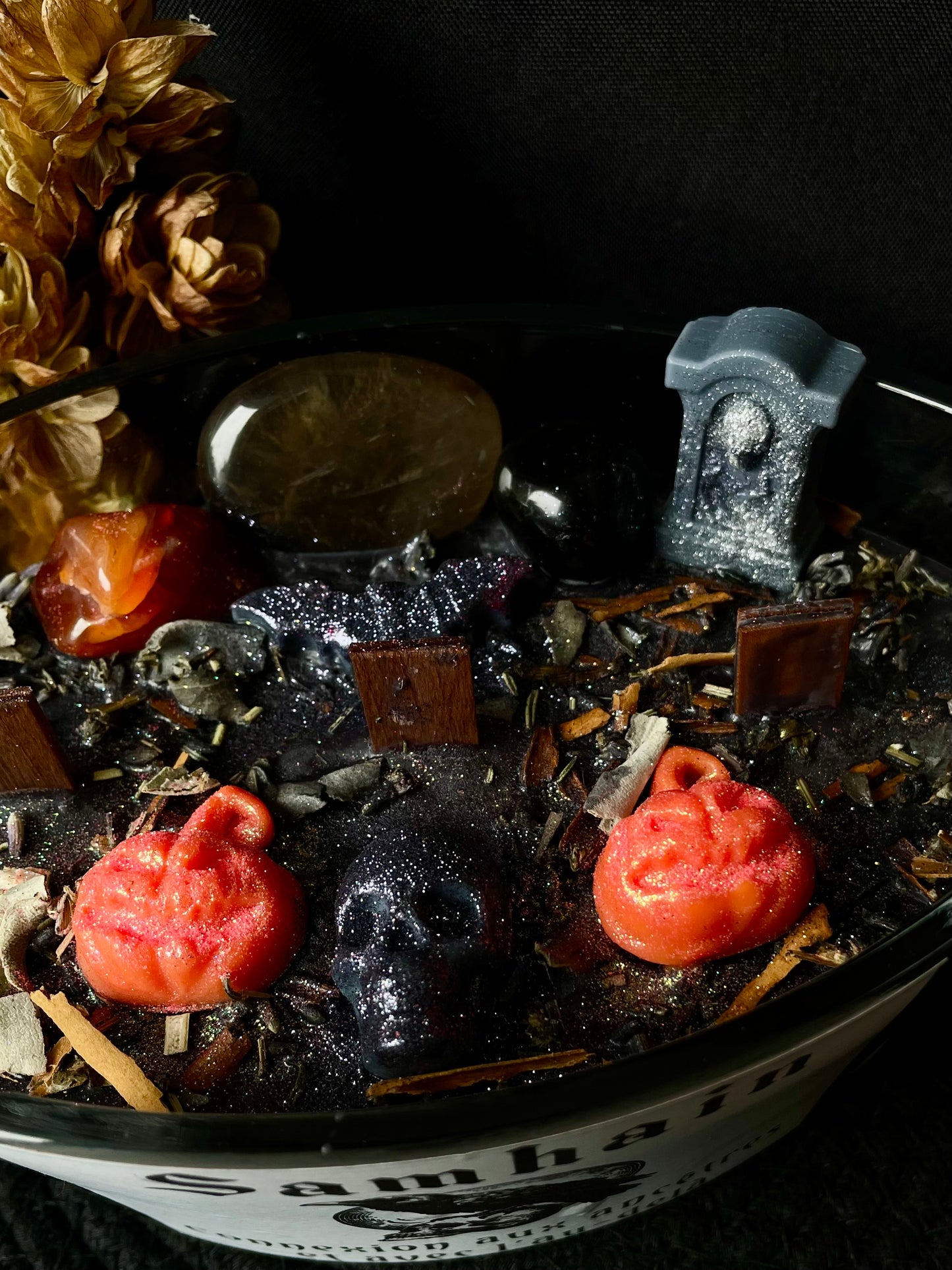 Bougie Samhain Le Jardin Astral - création unique pour rituels et célébrations païennes