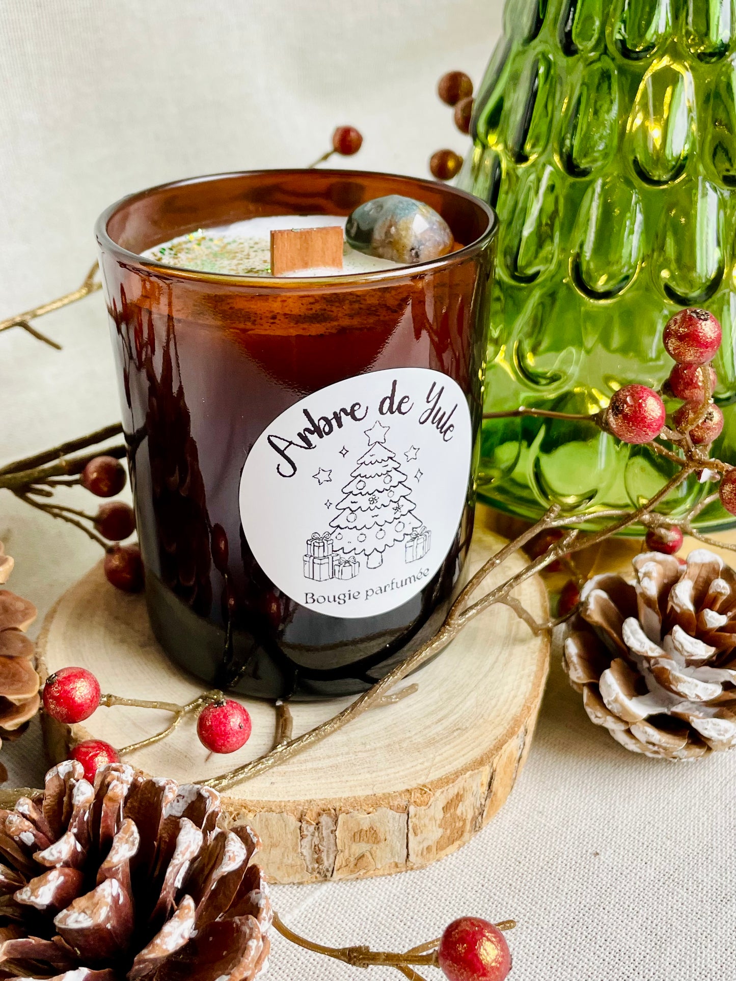 Bougie artisanale française pour rituel de Yule et solstice