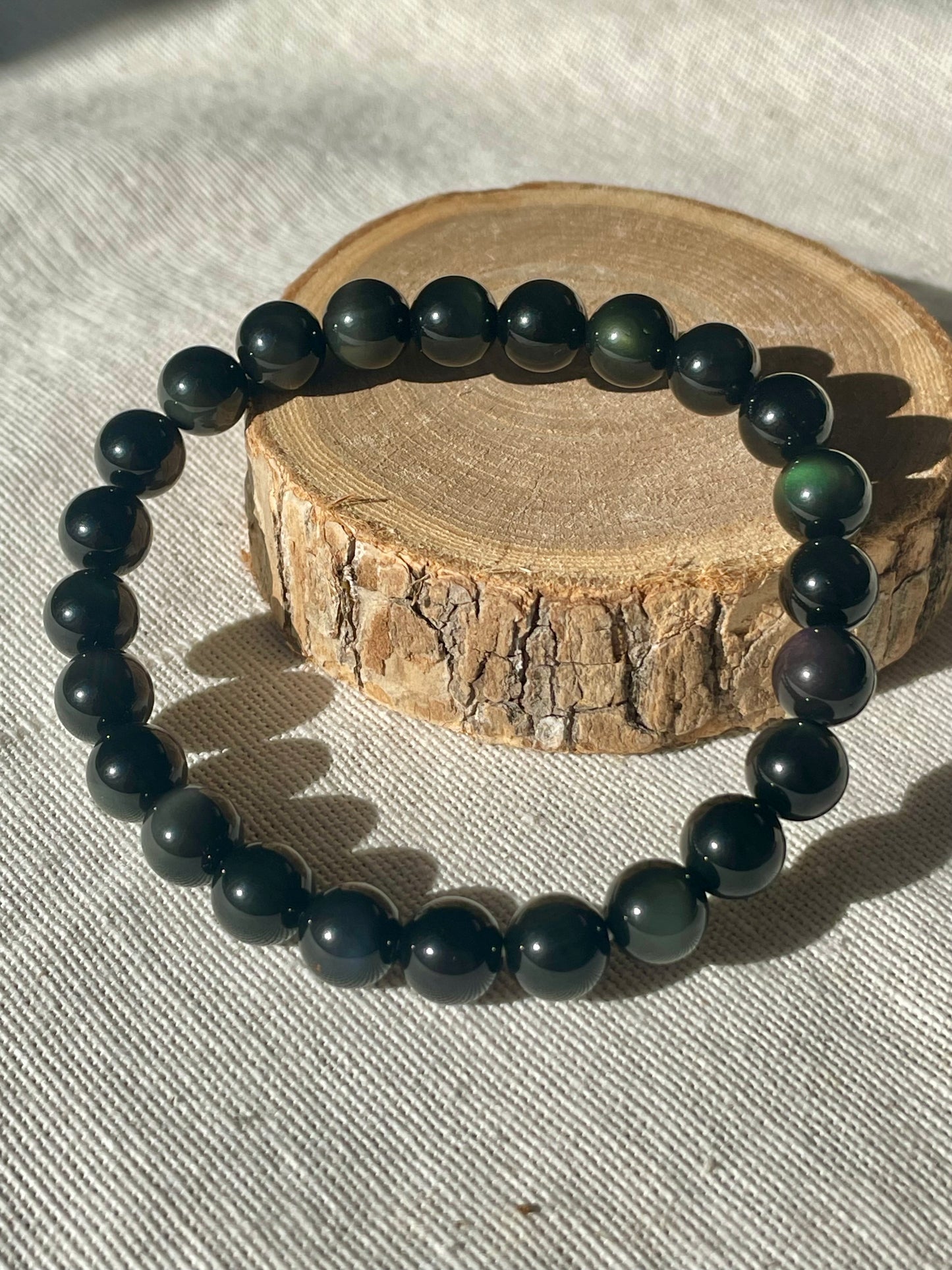 Bracelet Obsidienne œil céleste 8mm