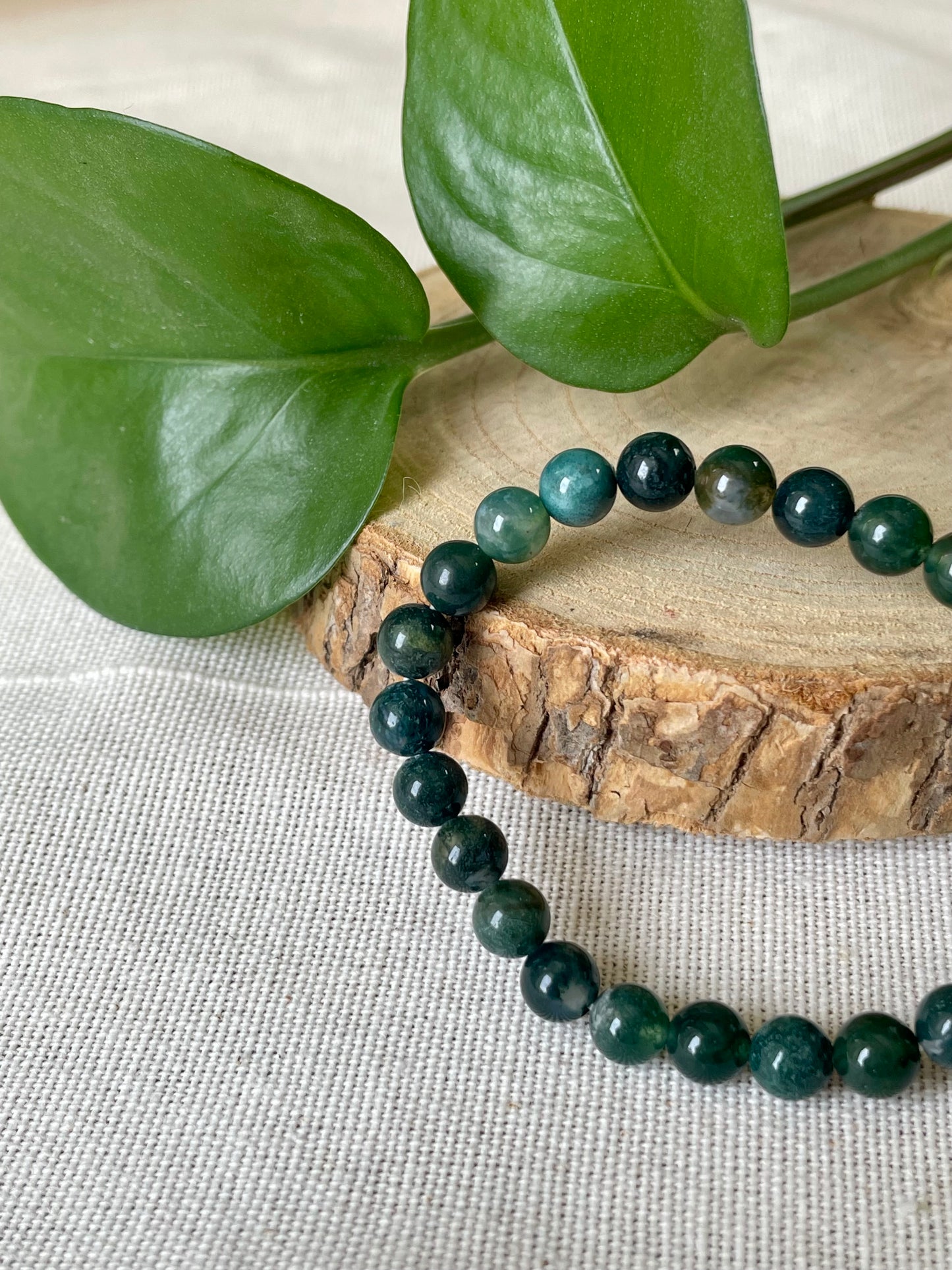 Bracelet pierres naturelles agate mousse