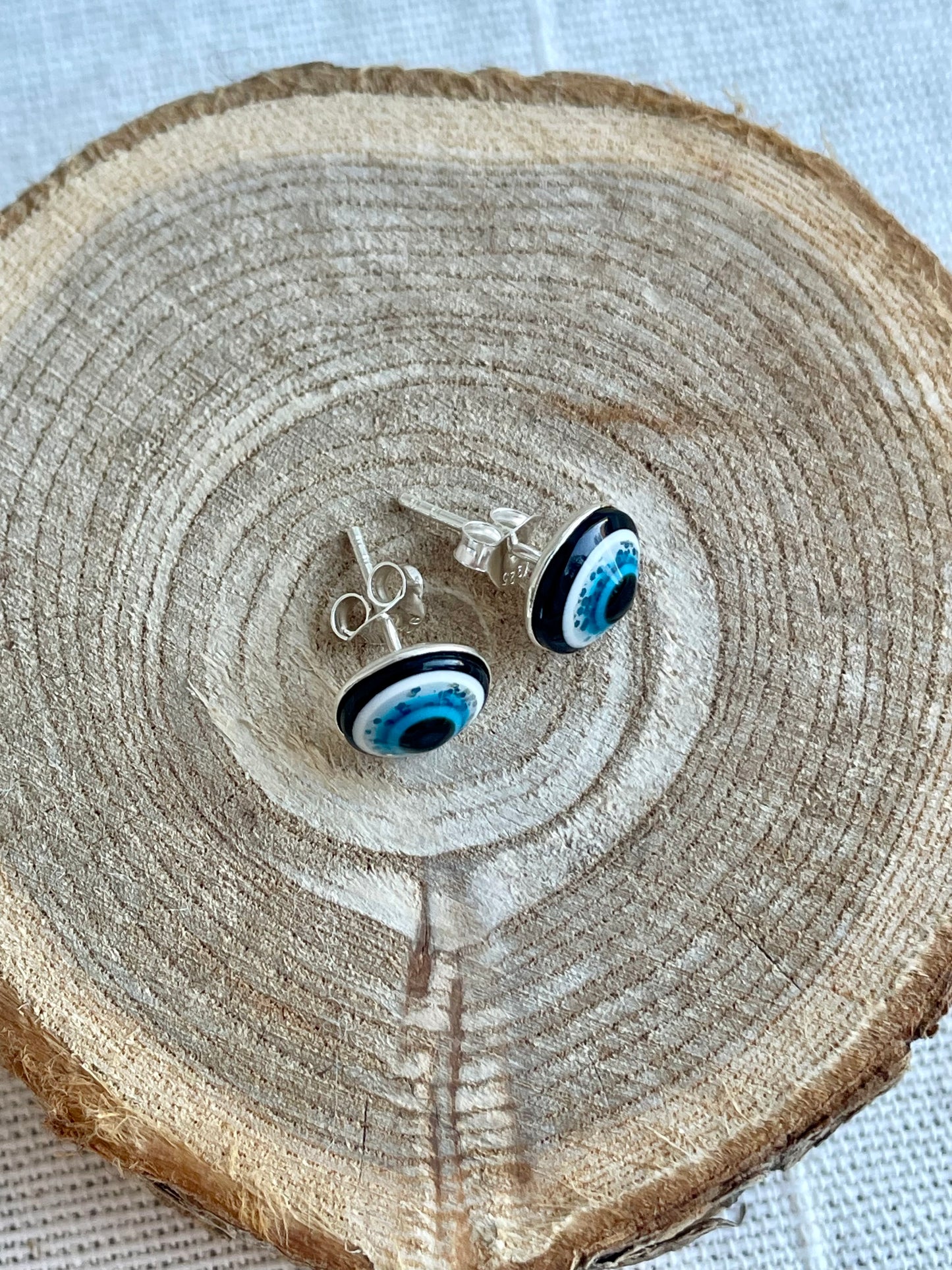 Nazar Eye Stud Earrings - 925 Silver