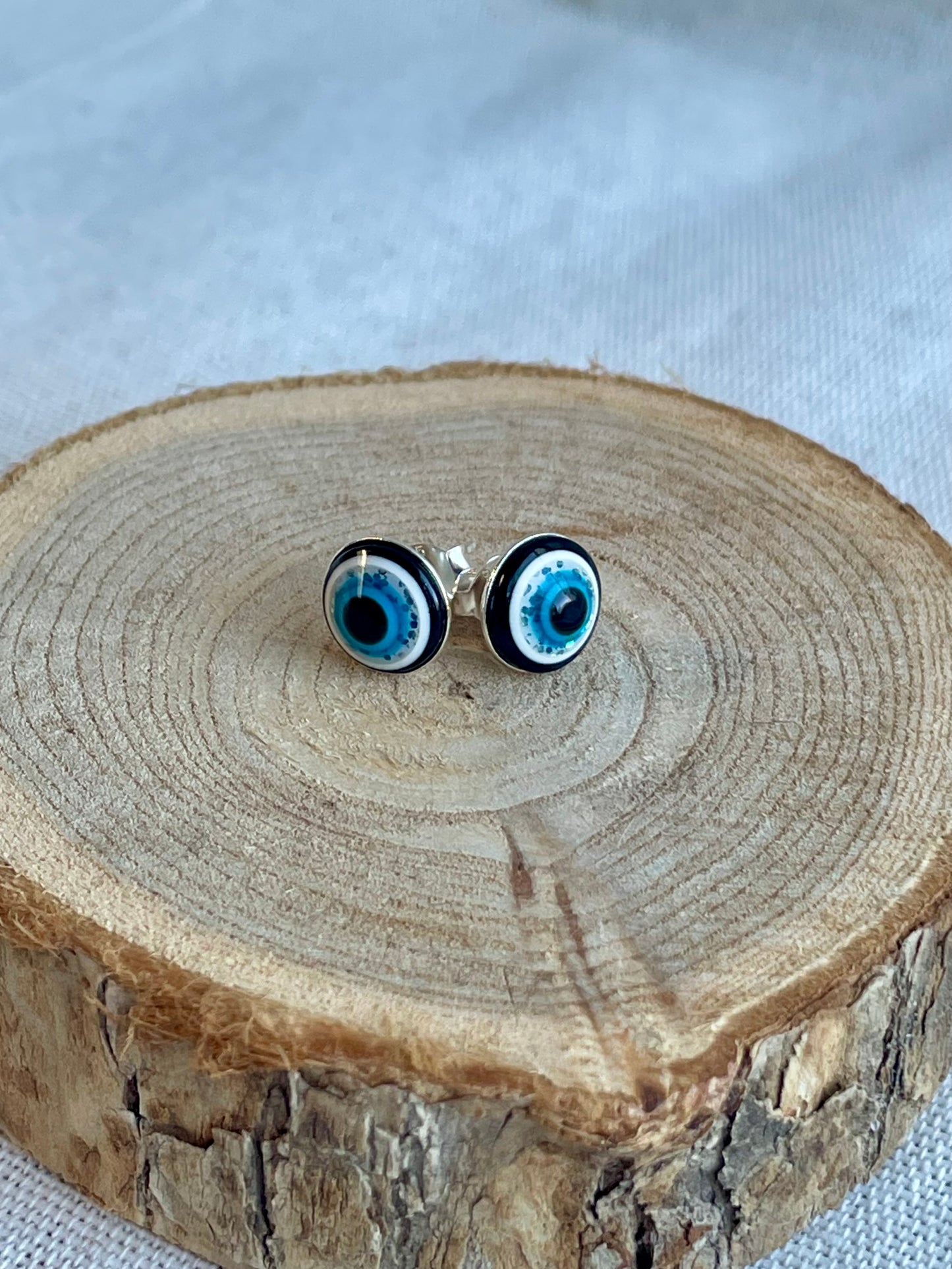 Nazar Eye Stud Earrings - 925 Silver