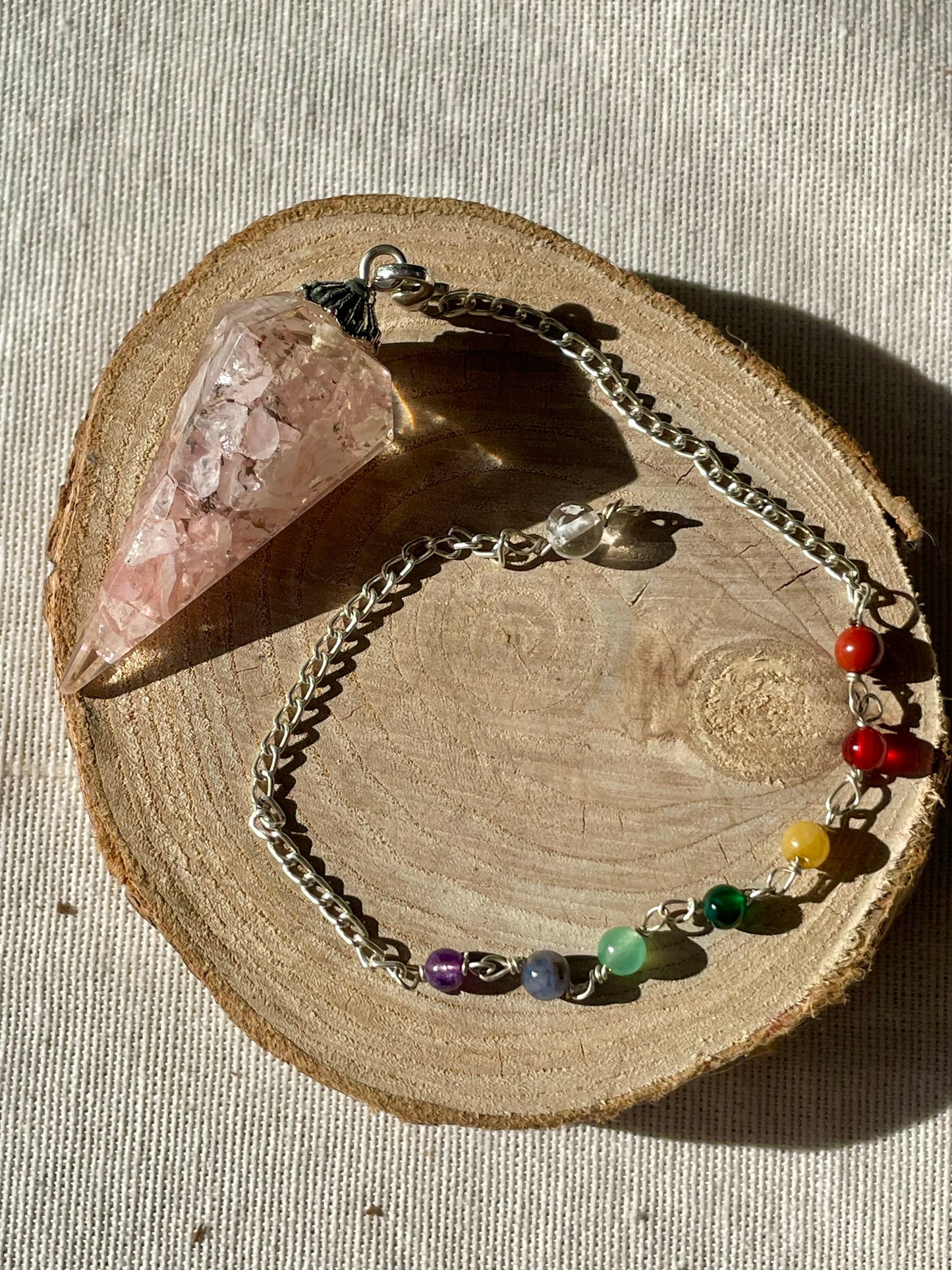 Pendule Orgonite - Quartz rose
