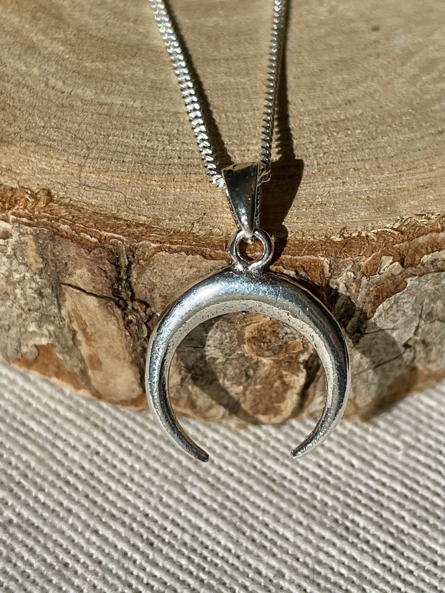 Pendentif du Croissant de Lune en Argent 925