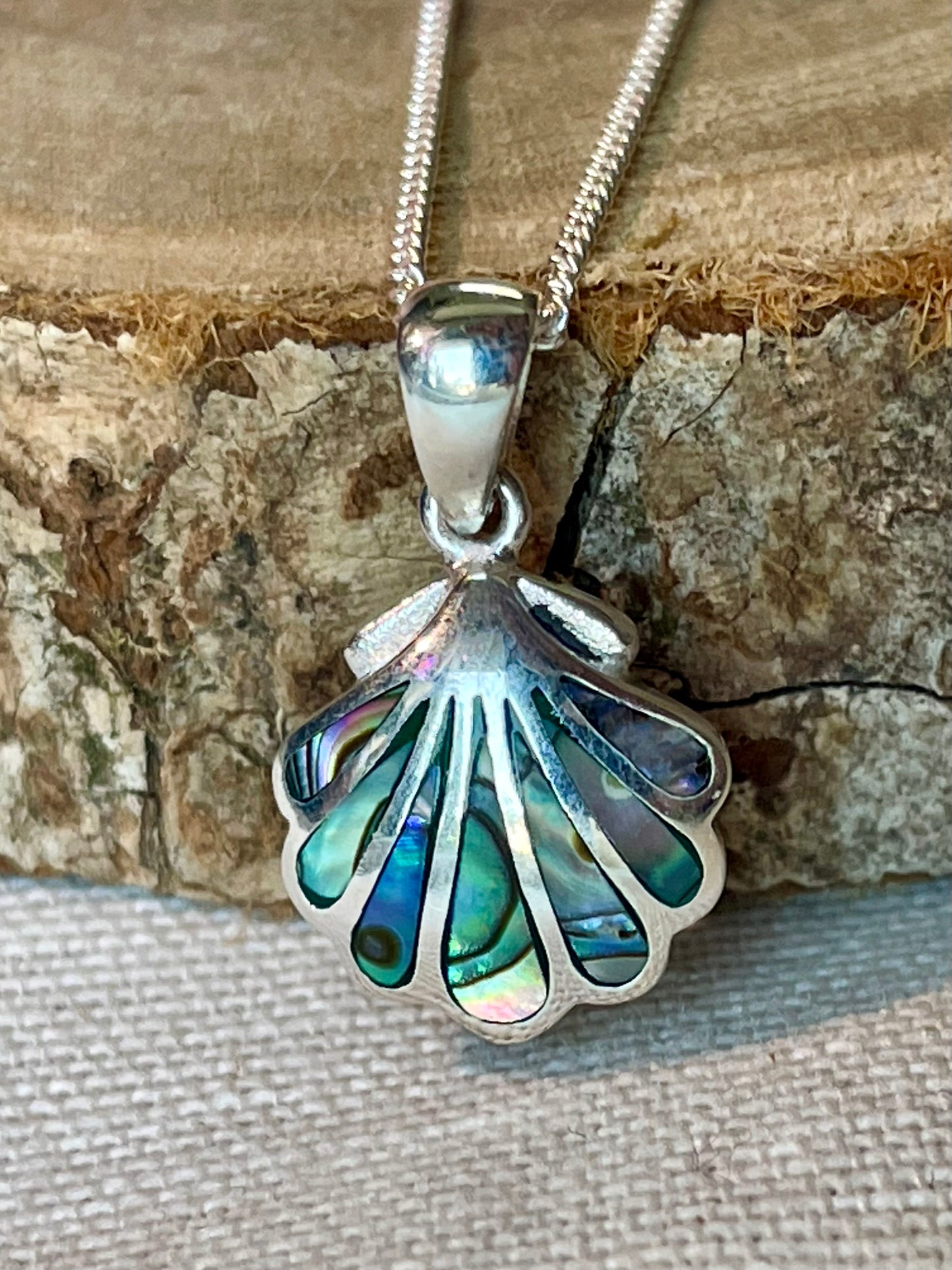 Pendentif en forme de coquillage en abalone en argent 925