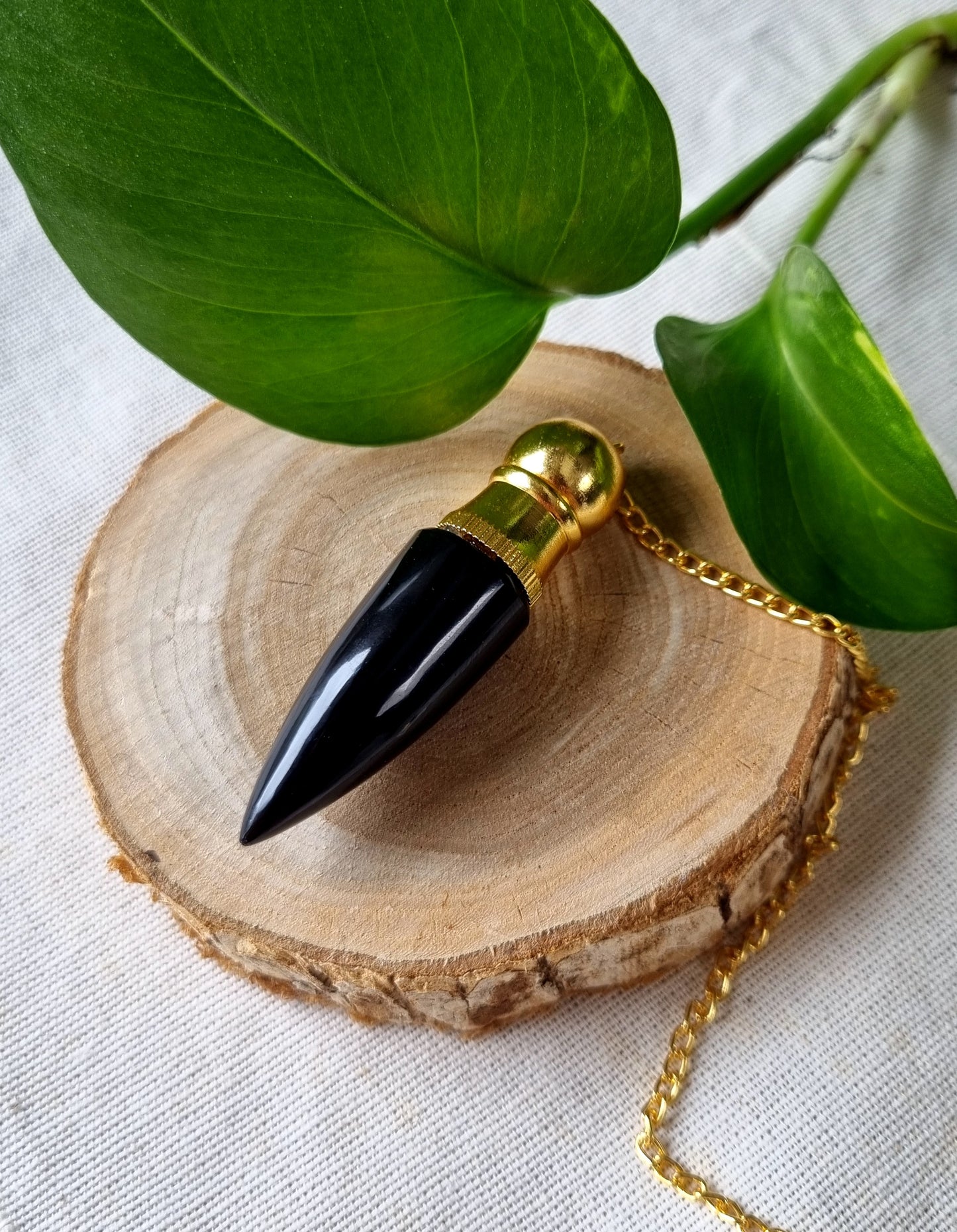 Pendule cône obsidienne noire