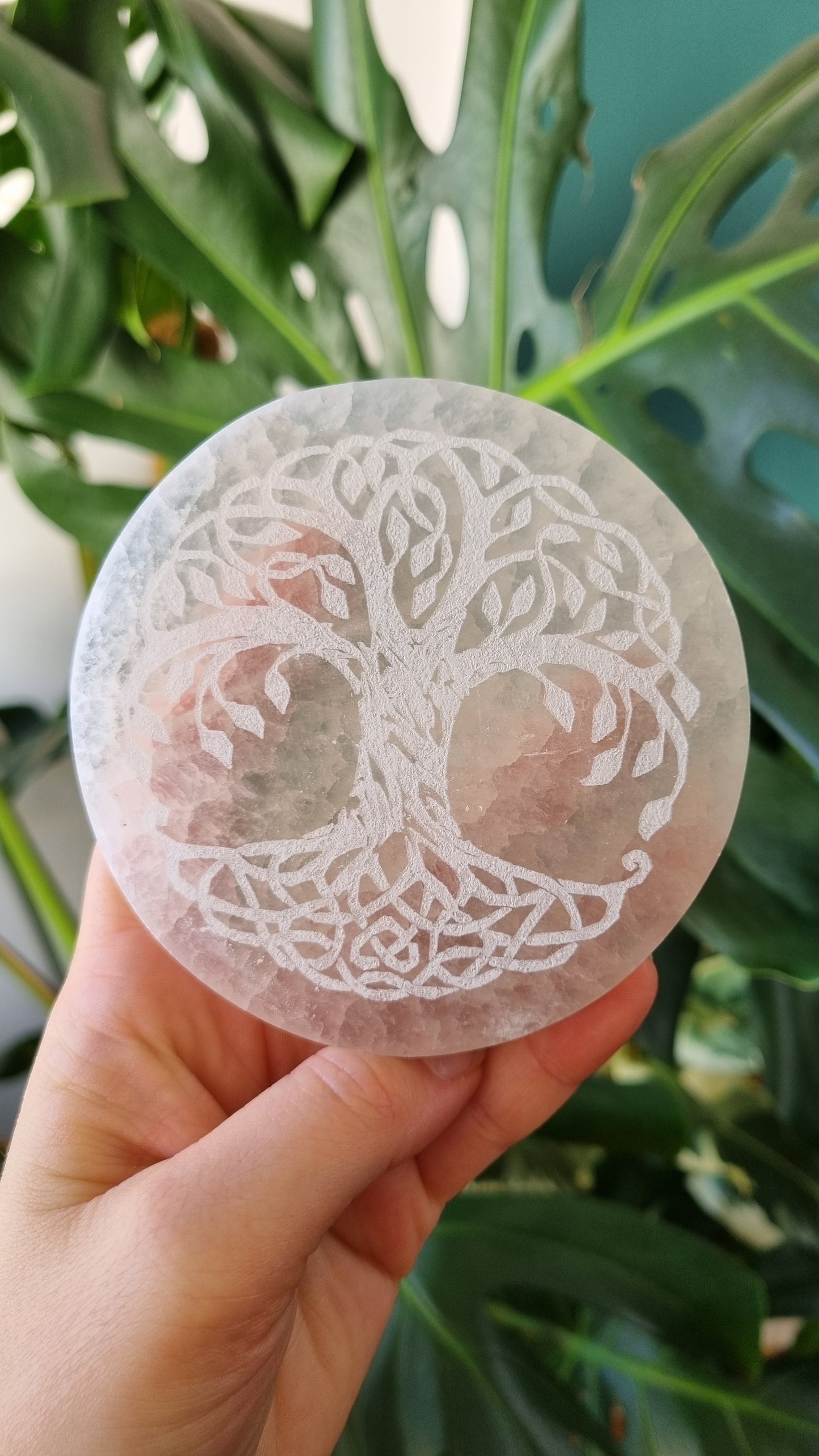 Plaque Sélénite Arbre de Vie - Rechargement Cristaux & Pierres