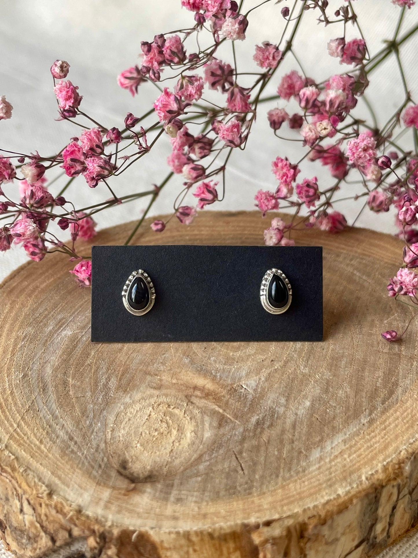 Puces d'oreilles Tourmaline noire argent 925