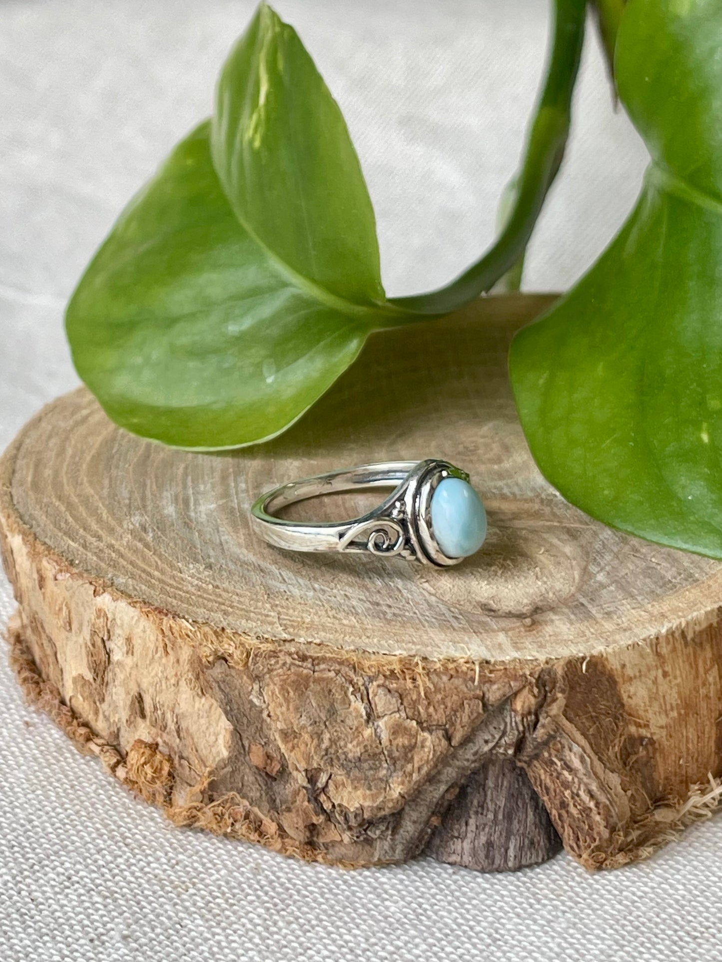 bague Larimar argent 925 pierre naturelle de lâcher prise