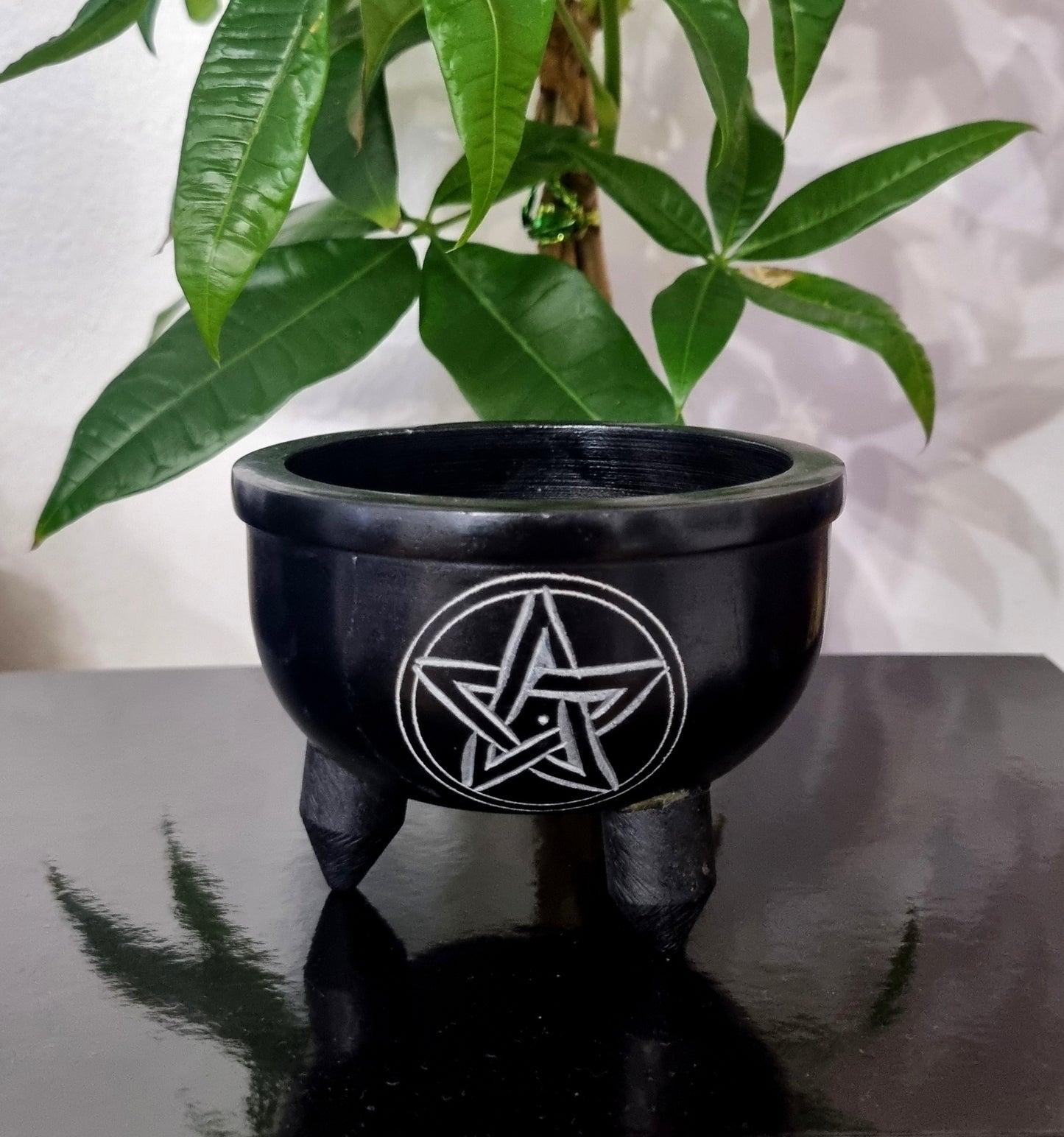 Cauldron incense burner with pentacle