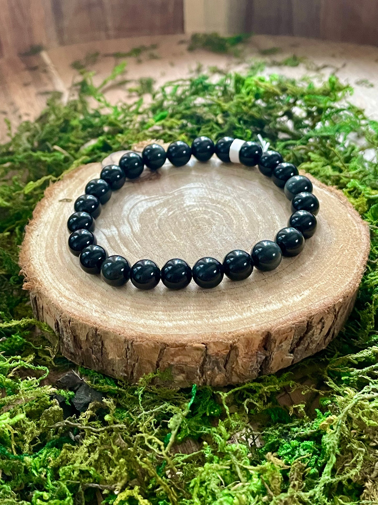 Bracelet en Obsidienne noire dorée