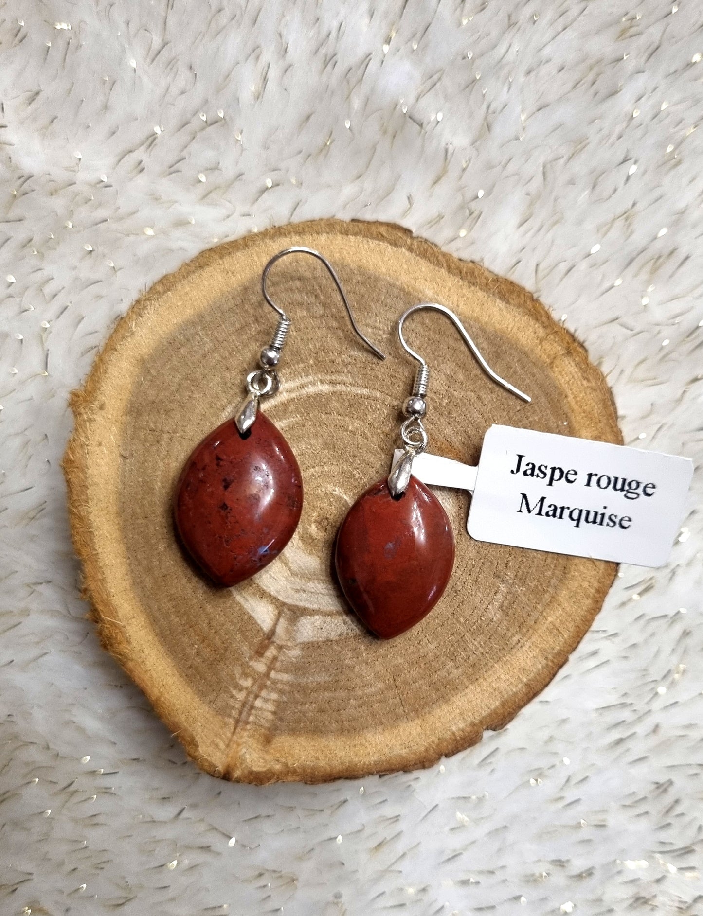 Boucles d'oreilles en Jaspe Rouge