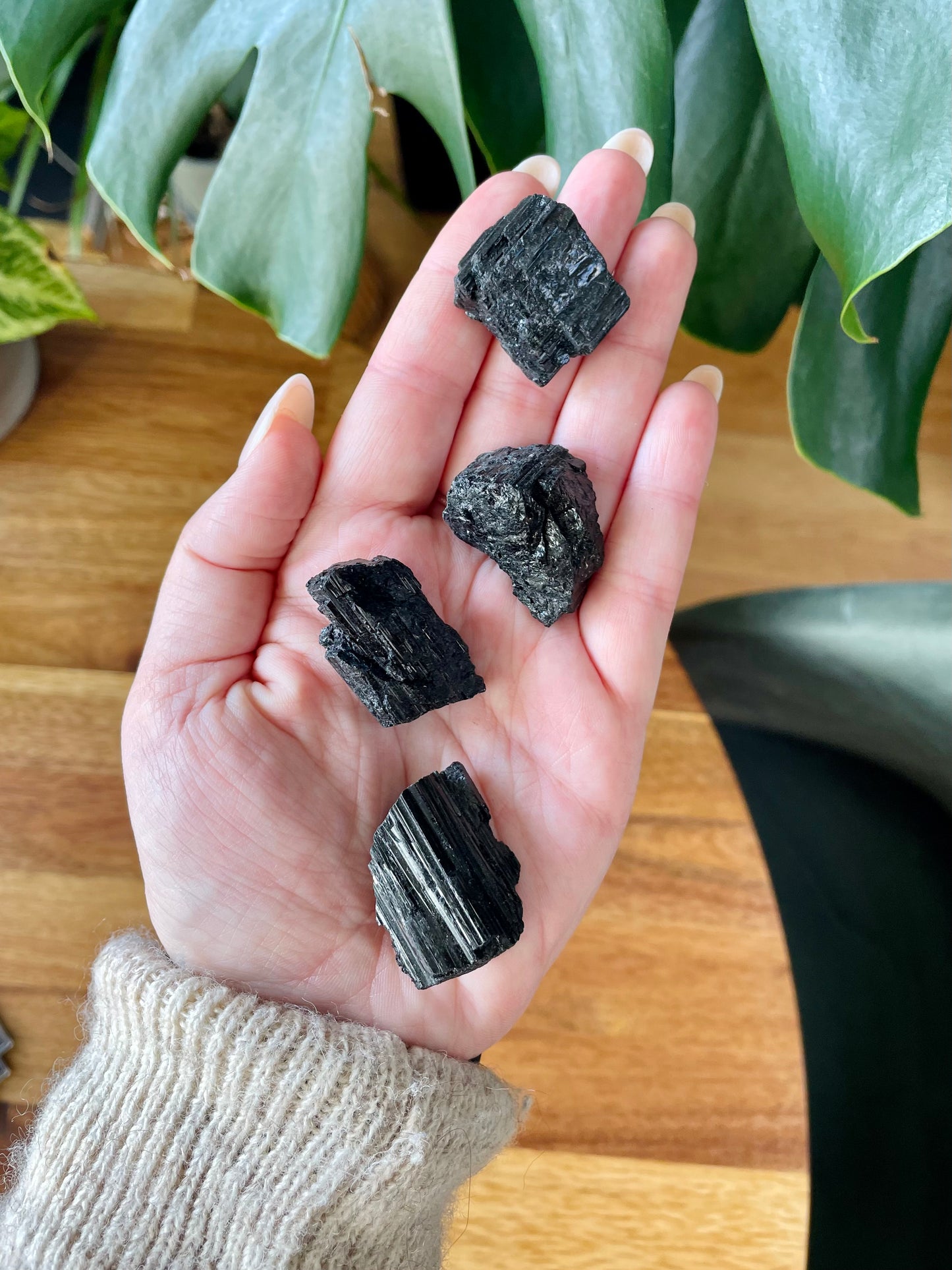 Crystallized black Tourmaline raw stone