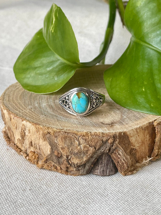 Bague Turquoise du Tibet - Argent 925 ornement