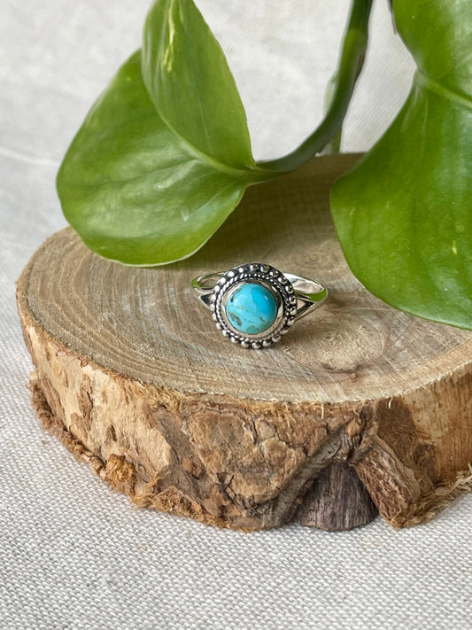 Bague Turquoise du Tibet - Argent 925 ronde