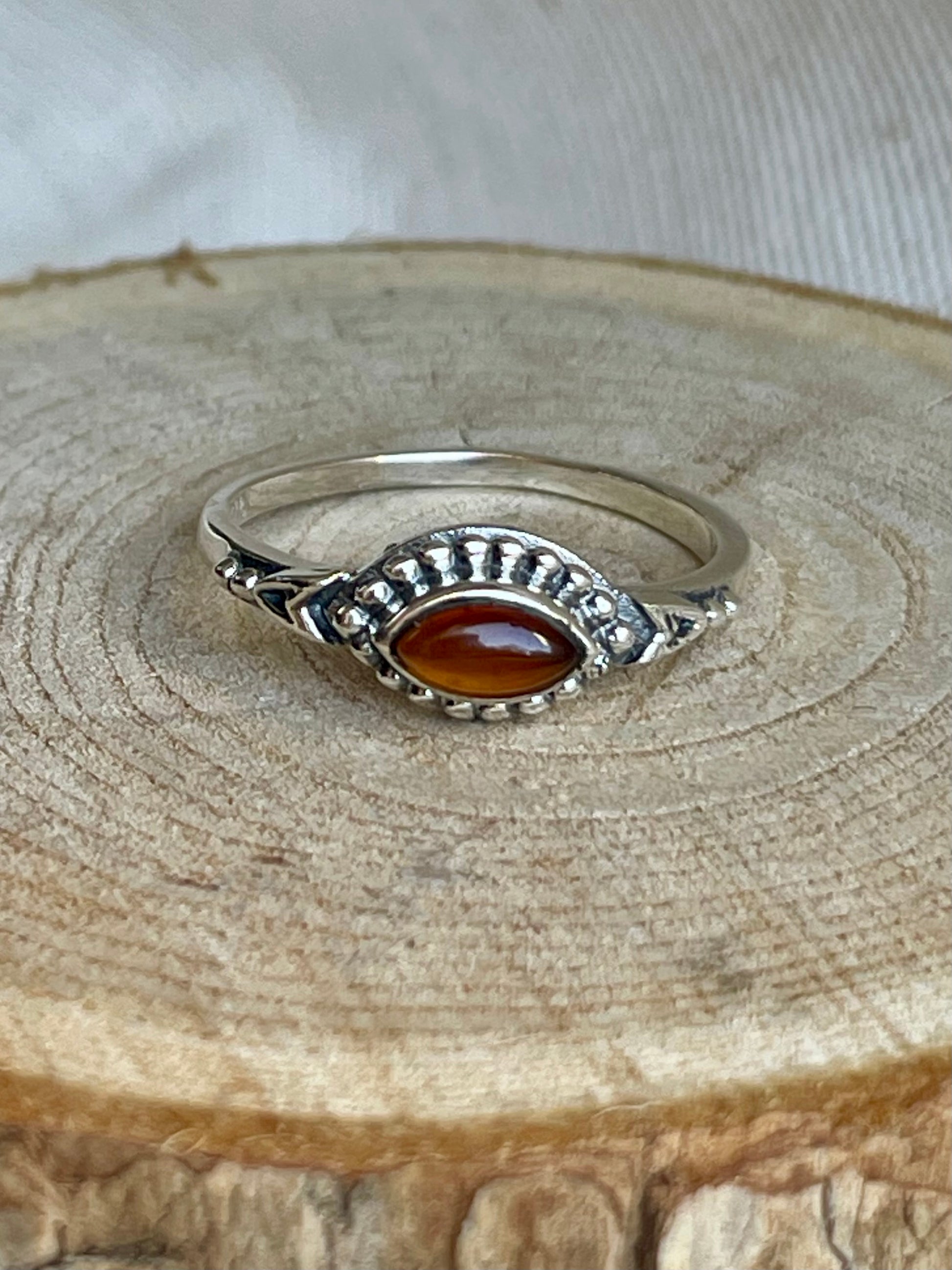 Bague en pierre naturelle de Cornaline en argent 925