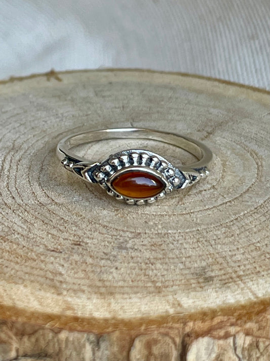 Bague en pierre naturelle de Cornaline en argent 925