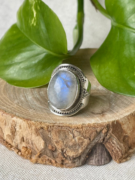 Bague pierre de lune argent 925 grand format 
