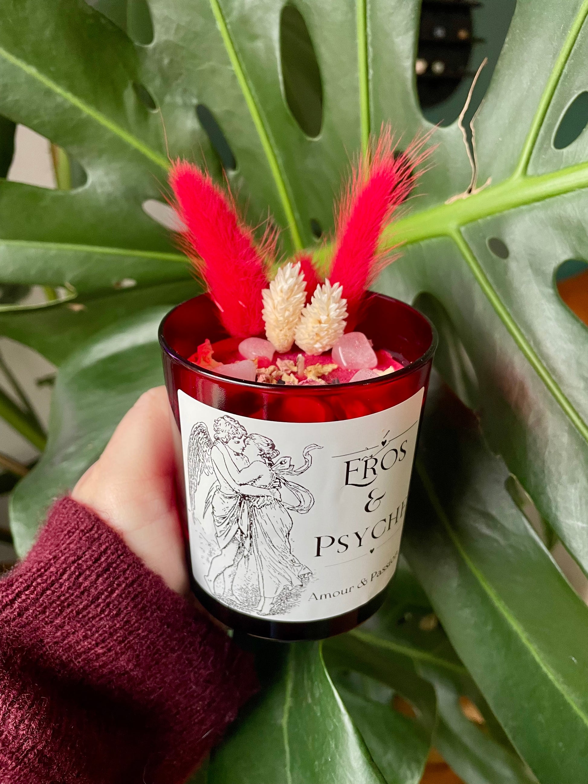 Bougie artisanale consacrée aux énergies d'amour et de passion