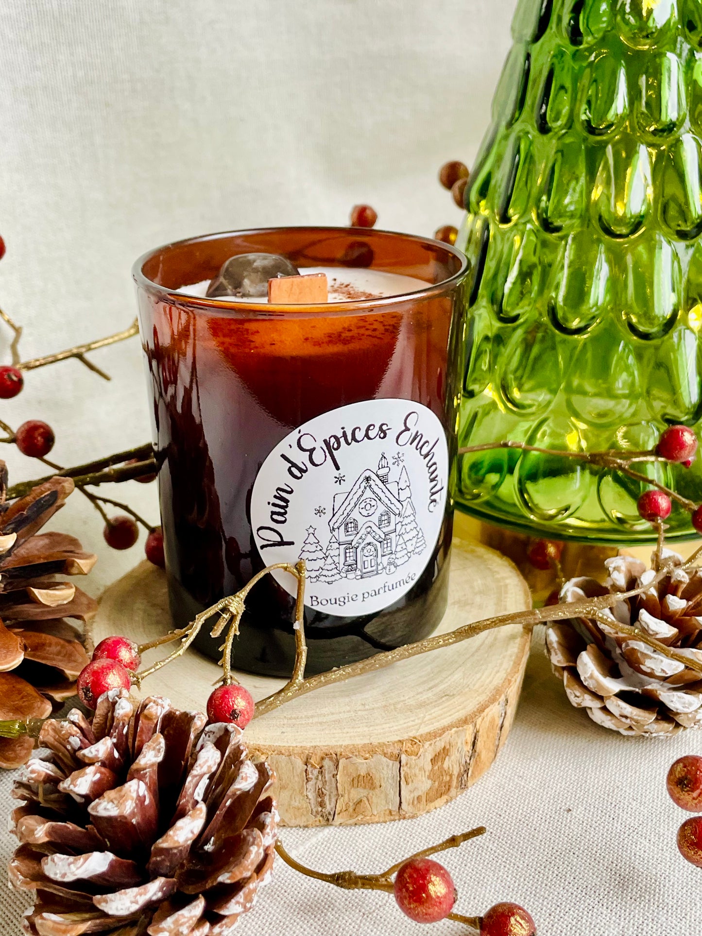 Bougie artisanale pain d'épice enchanté 150g - ambiance chaleureuse