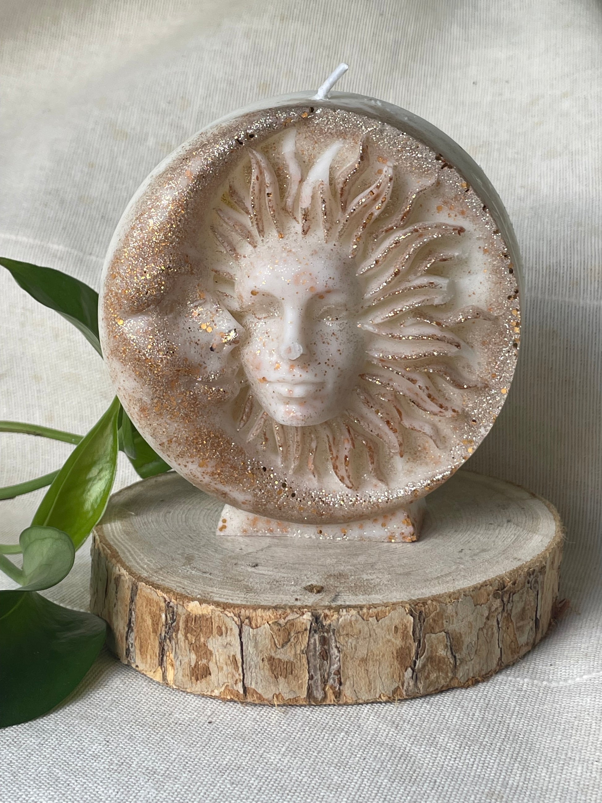 Bougie cire paraffine Soleil Lune - angle différent pièce unique