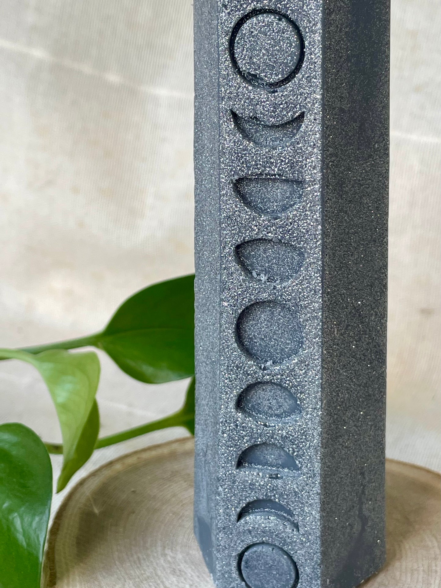 Bougie pilier 15cm phases lunaires pour rituels spirituels