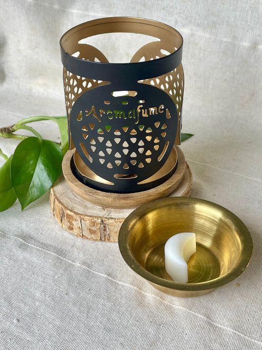 Brûleur à fondants avec motif Fleur de Vie en céramique pour aromathérapie
