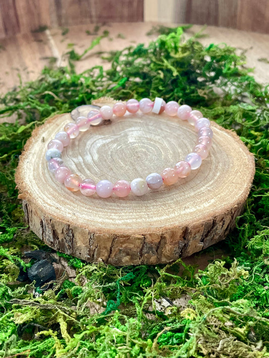 Bracelet Calcédoine rose 6mm