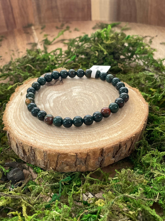 Bracelet Jaspe sanguin / Jaspe héliotrope 6mm