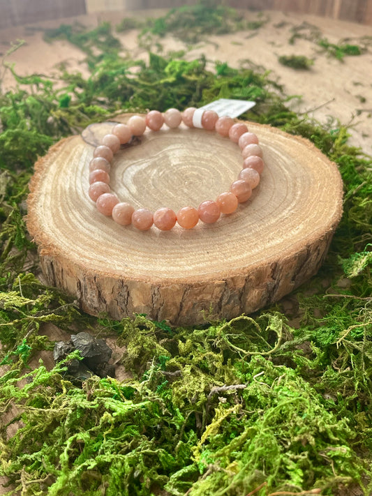Bracelet en Pierre de Lune orangée 6mm