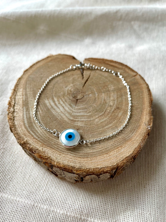 Bracelet en argent 925 oeil de Nazar sur nacre
