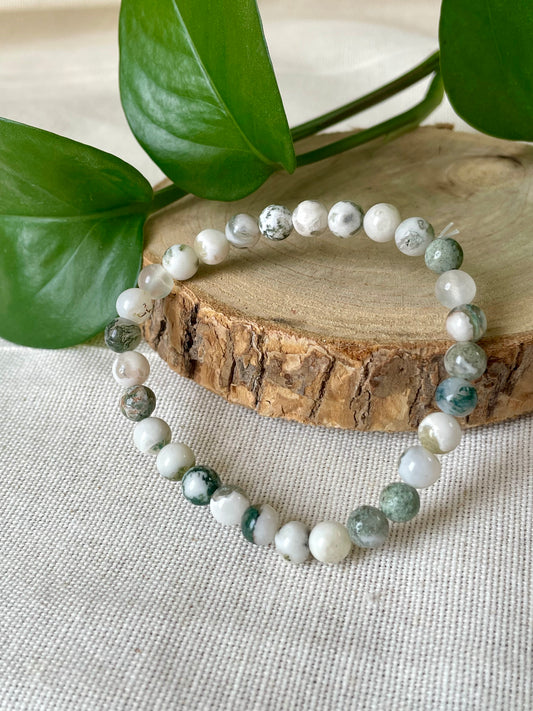 Bracelet pierres naturelles agate mousse