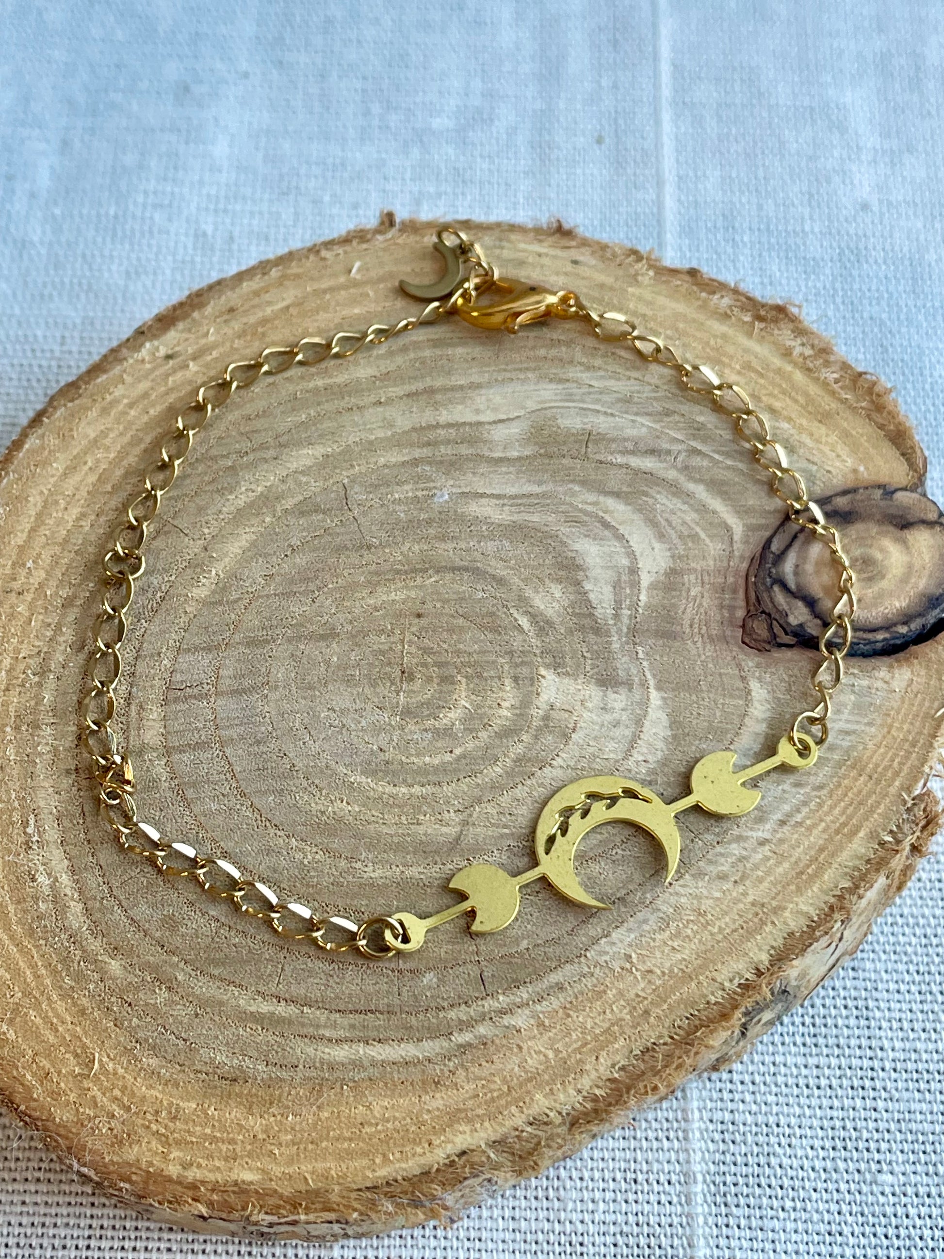 Bracelet plantes et Lune Acier inoxydable