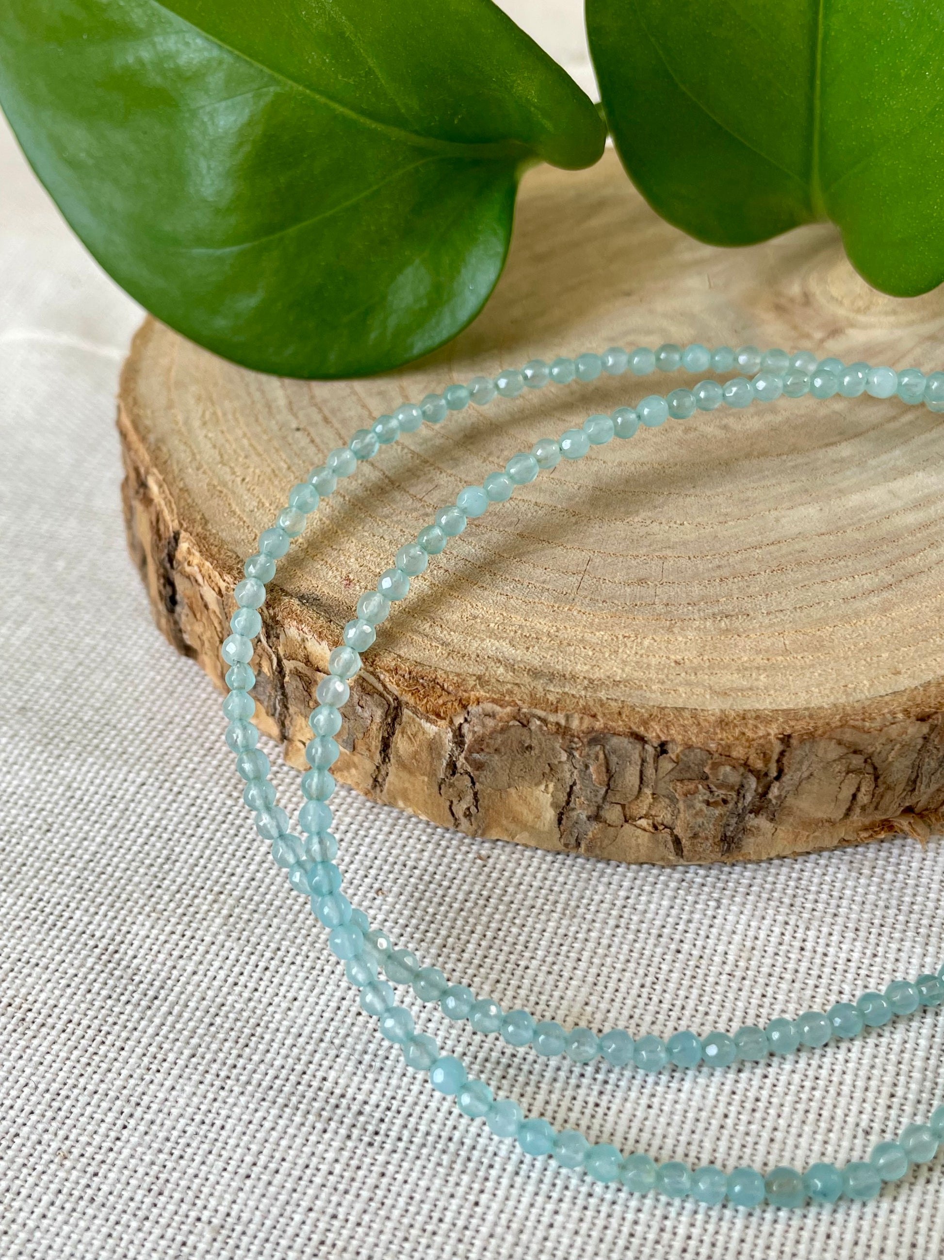 Collier facette aigue marine 
