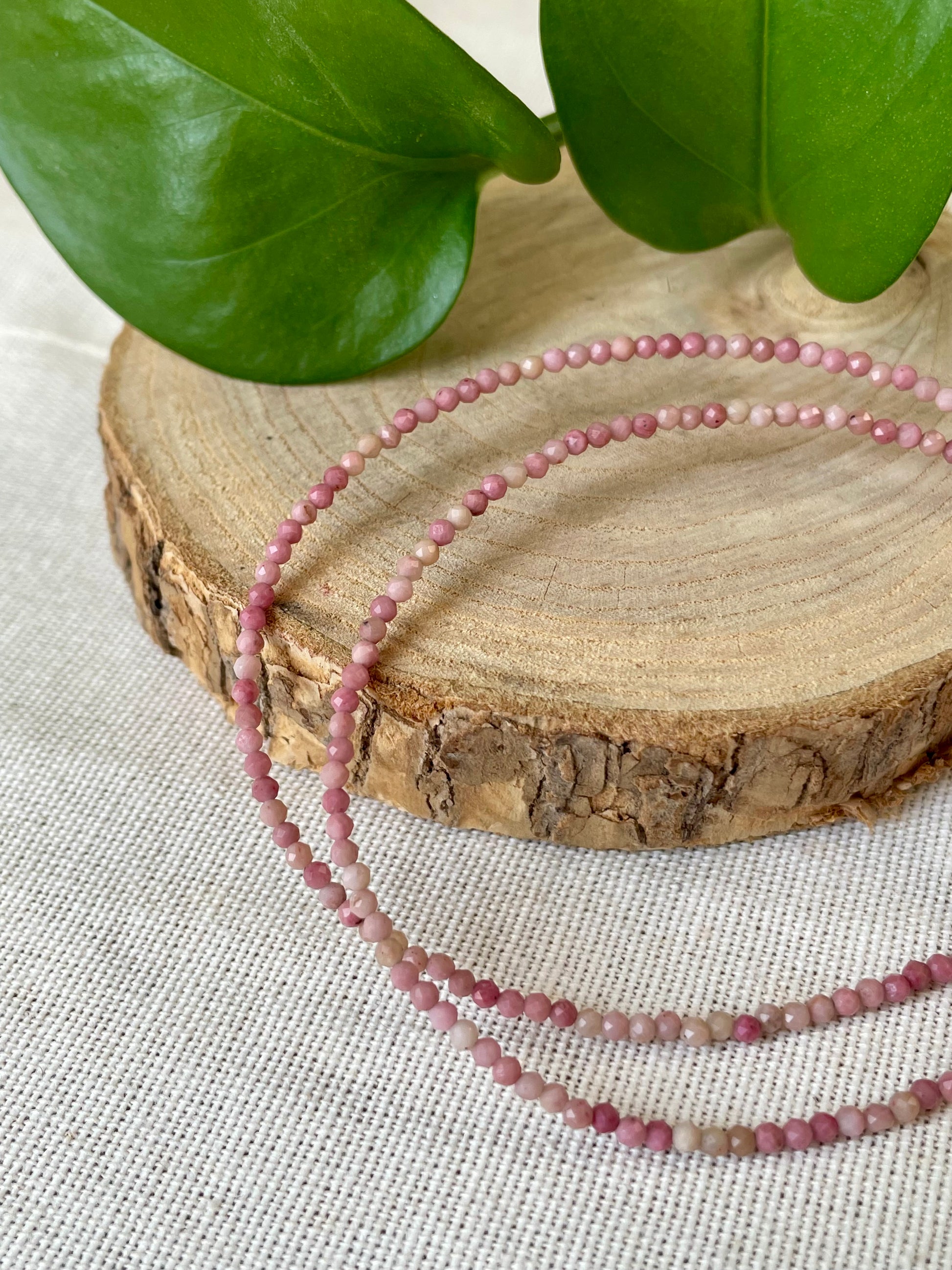 Collier facette rhodonite