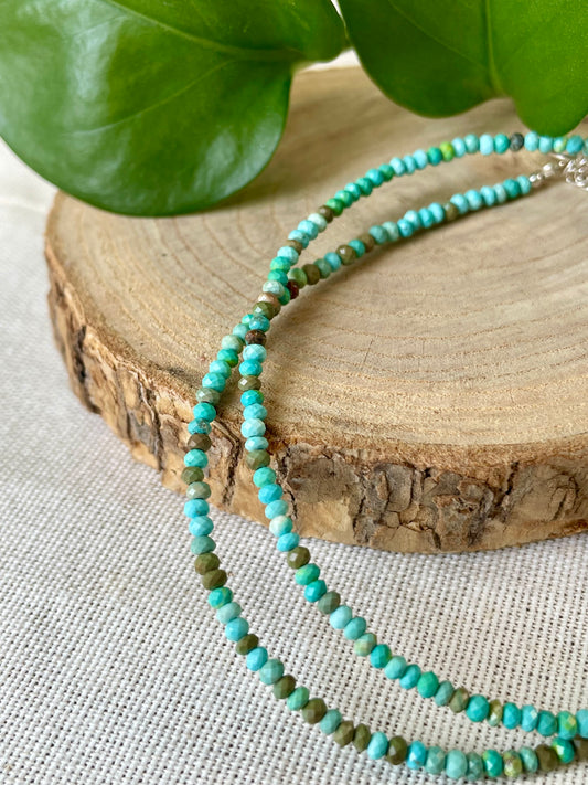 Collier facette turquoise du tibet 