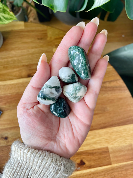 Extra moss agate tumbled stone