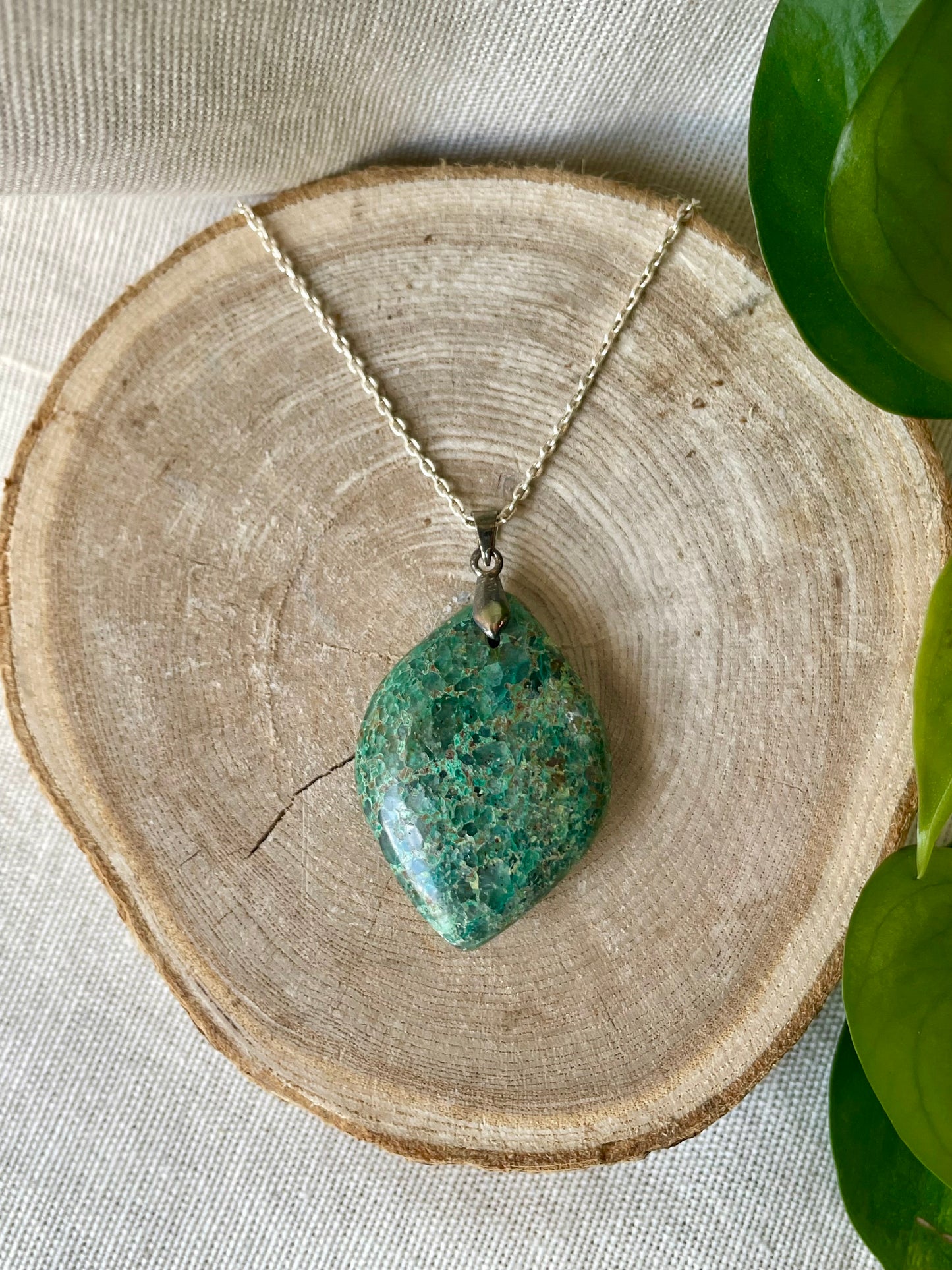 Pendentif chrysocolle bélière argent 925 zoom
