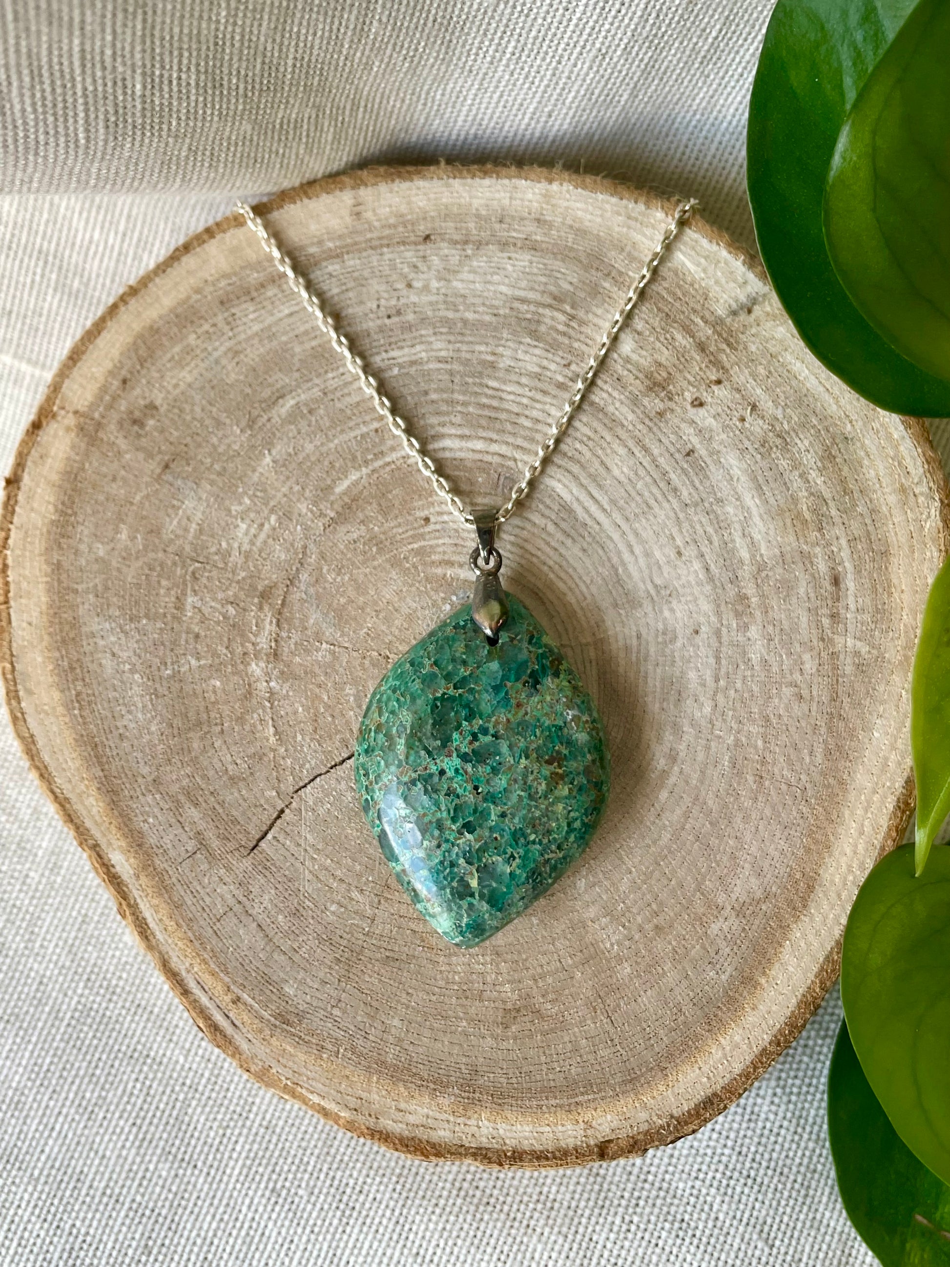 Pendentif chrysocolle bélière argent 925 zoom
