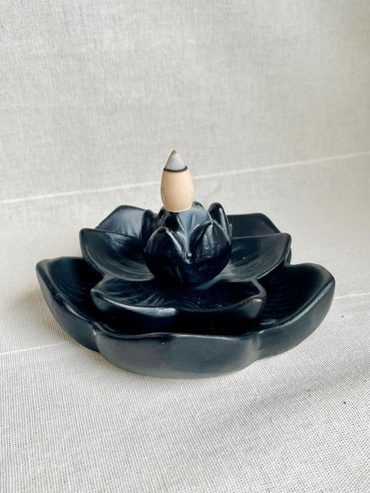 Porte-encens backflow lotus pour encens en cône – env. 11 cm