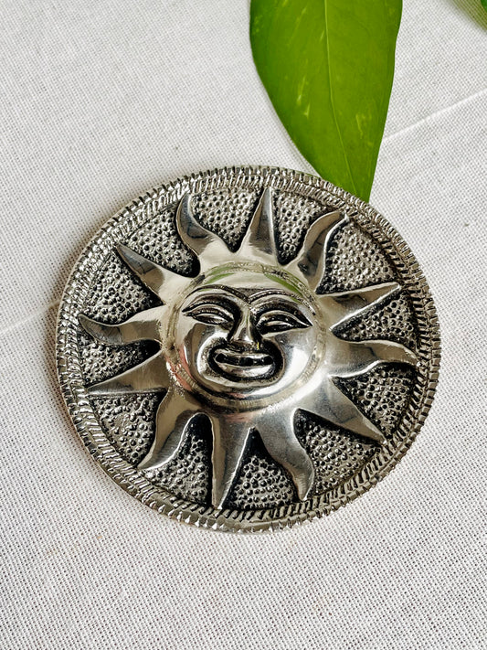 Porte-encens en métal motif soleil pour encens en bâton – Ø env. 9,5 cm