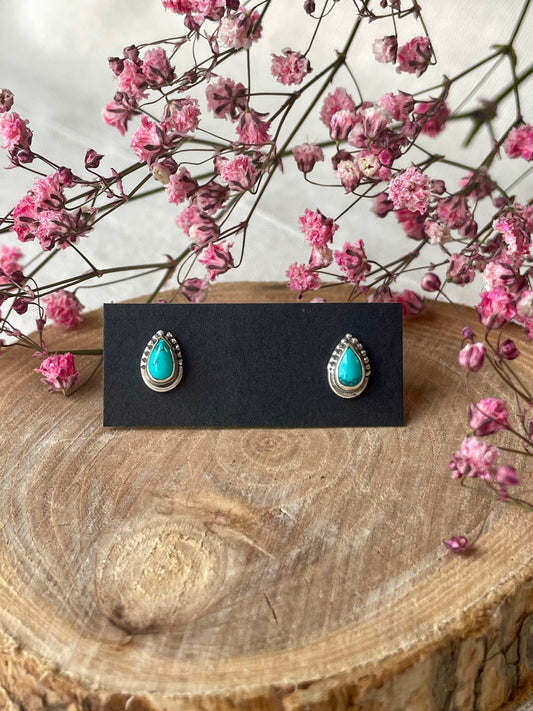 Puces d'oreilles Turquoise du Tibet argent 925