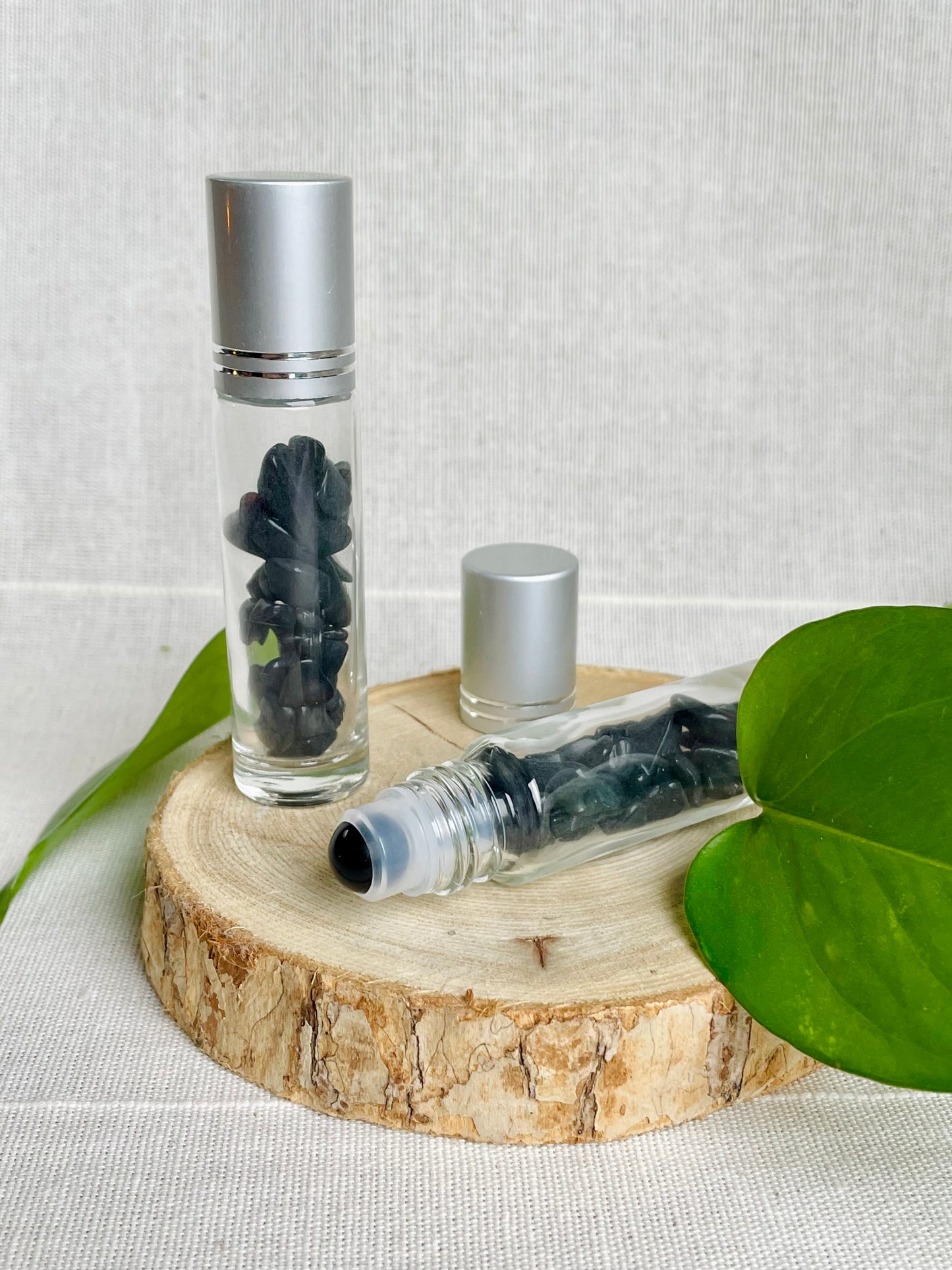 Roll-on artisanal français pour pratiques spirituelles obsidienne noire